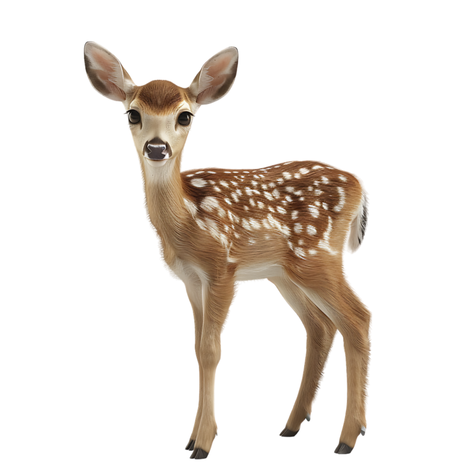 A charming small 3D deer isolated on a transparent backdrop png