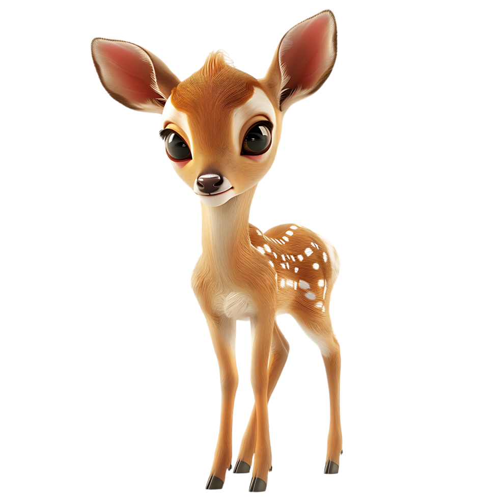 A charming small 3D deer isolated on a transparent backdrop png