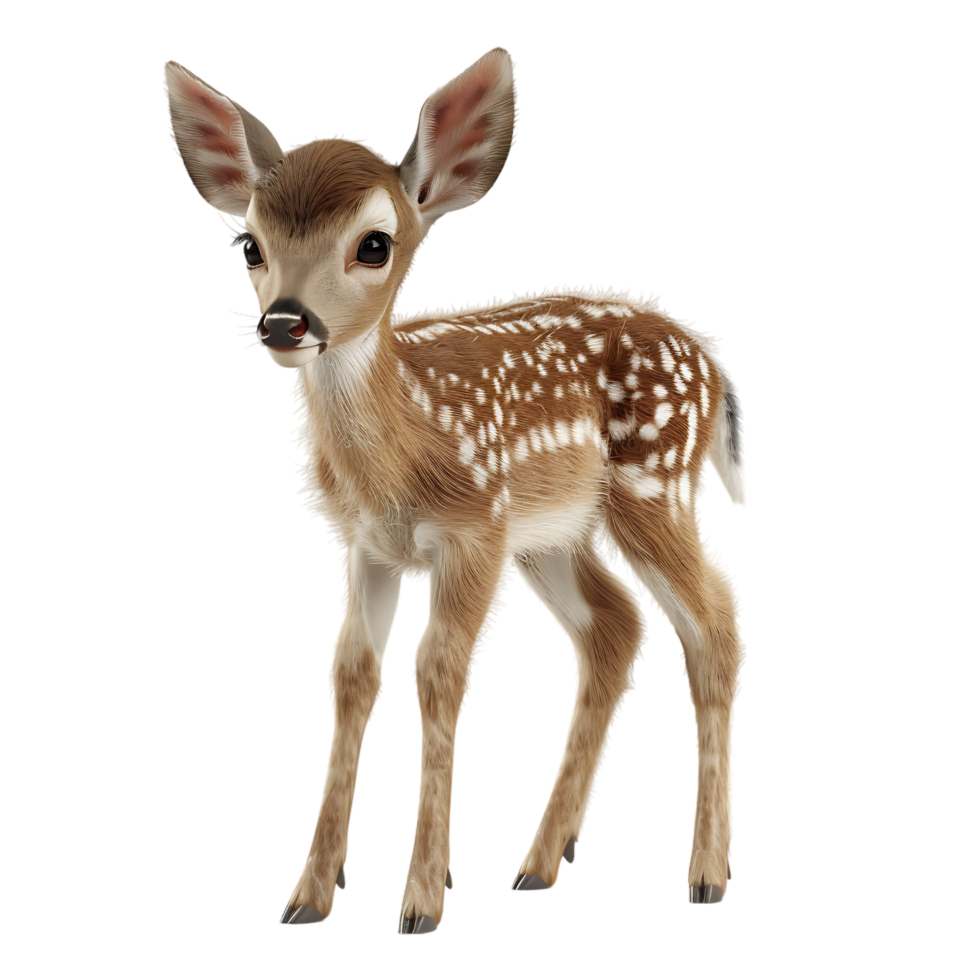 A charming small 3D deer isolated on a transparent backdrop png
