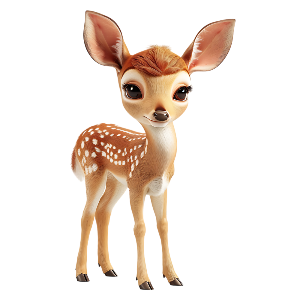 A charming small 3D deer isolated on a transparent backdrop png