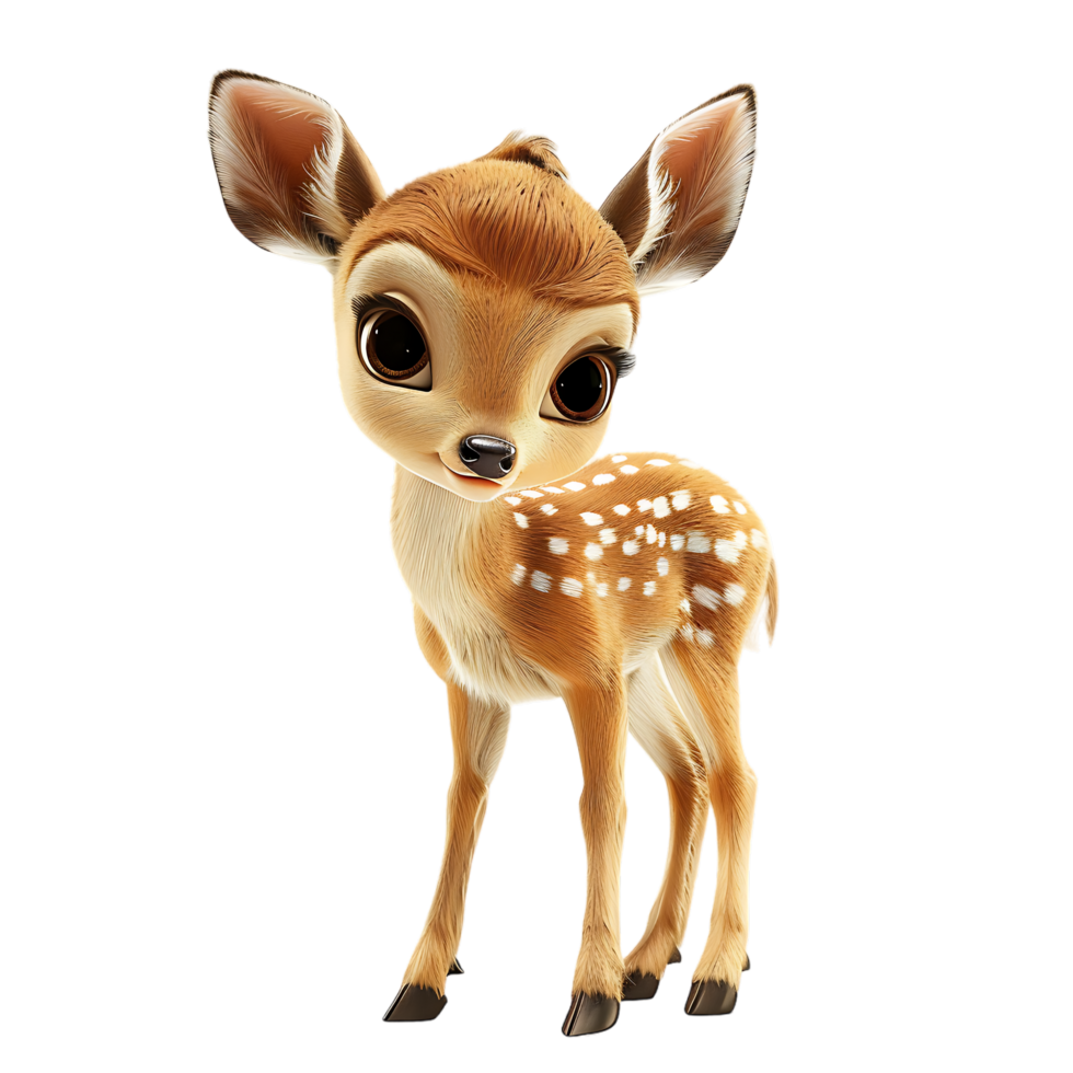 A charming small 3D deer isolated on a transparent backdrop png