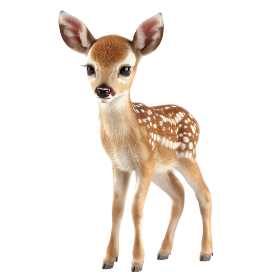 A charming small 3D deer isolated on a transparent backdrop png
