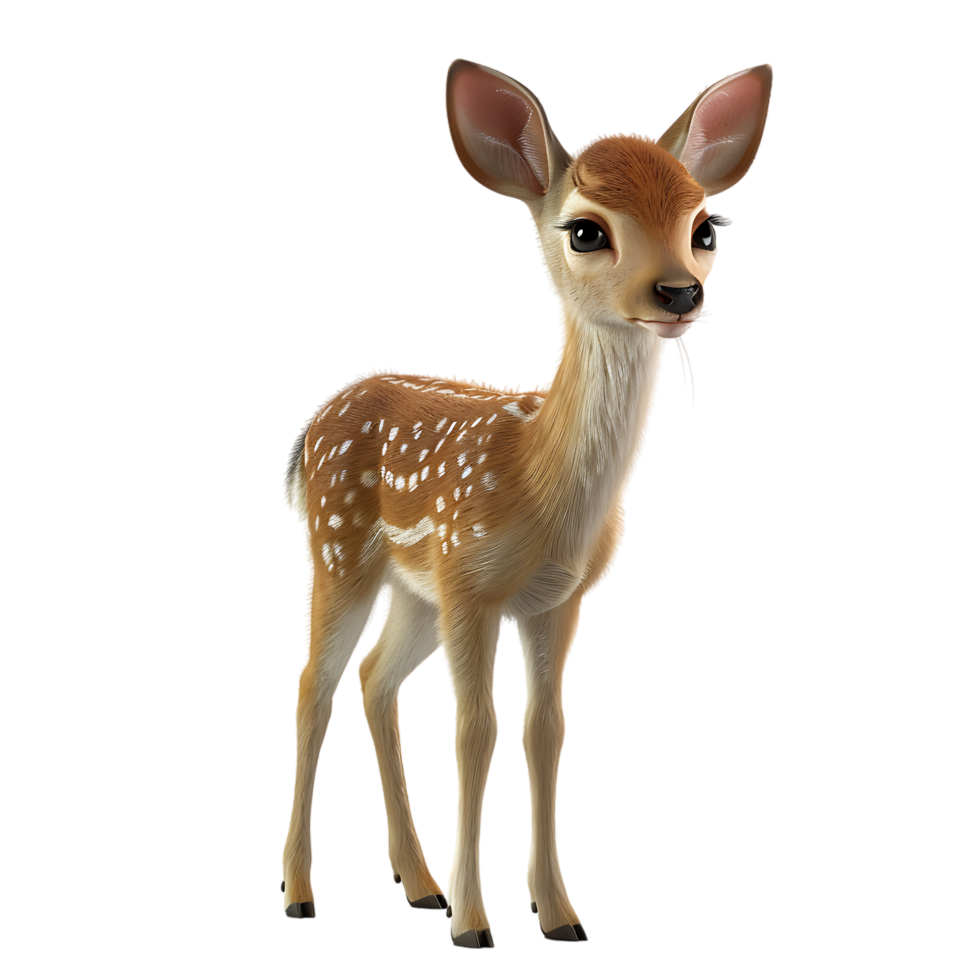 A charming small 3D deer isolated on a transparent backdrop png