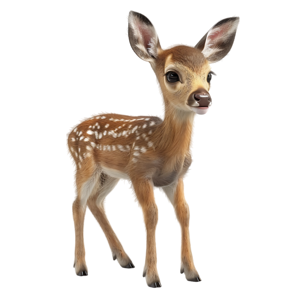A charming small 3D deer isolated on a transparent backdrop png