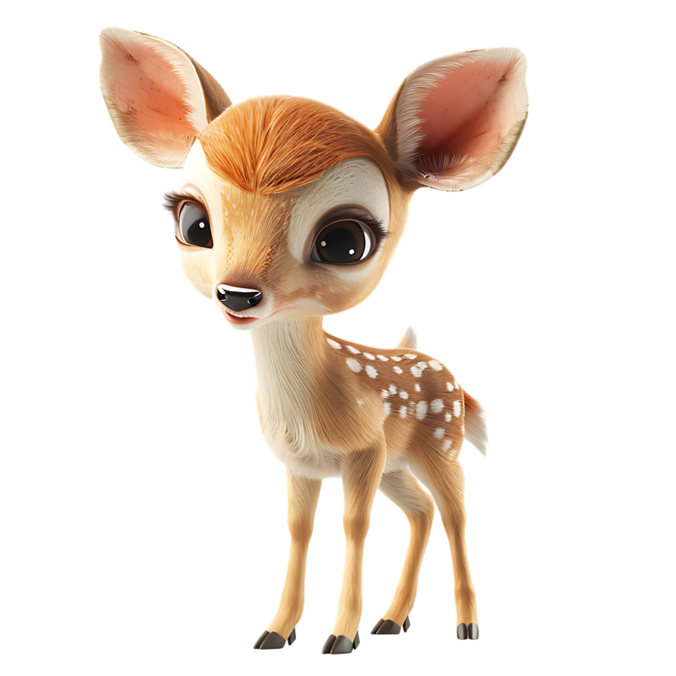 A charming small 3D deer isolated on a transparent backdrop png