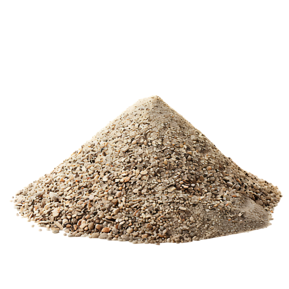 A heap of dry beach sand isolated against a transparent background png