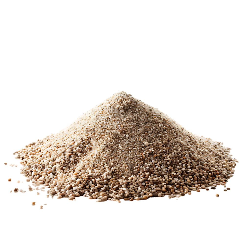 A heap of dry beach sand isolated against a transparent background png