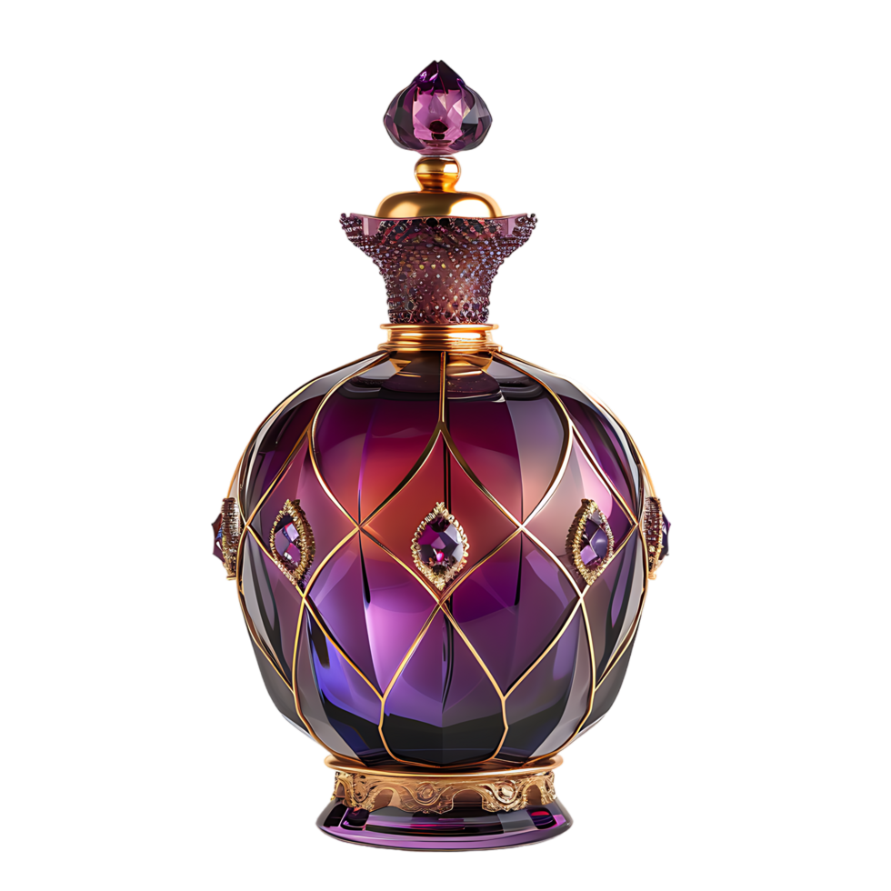 A luxury perfume bottle isolated against a transparent background png