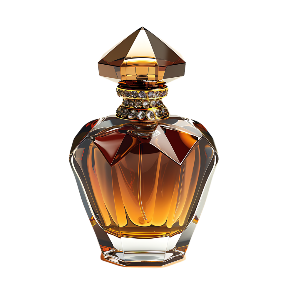 A luxury perfume bottle isolated against a transparent background png