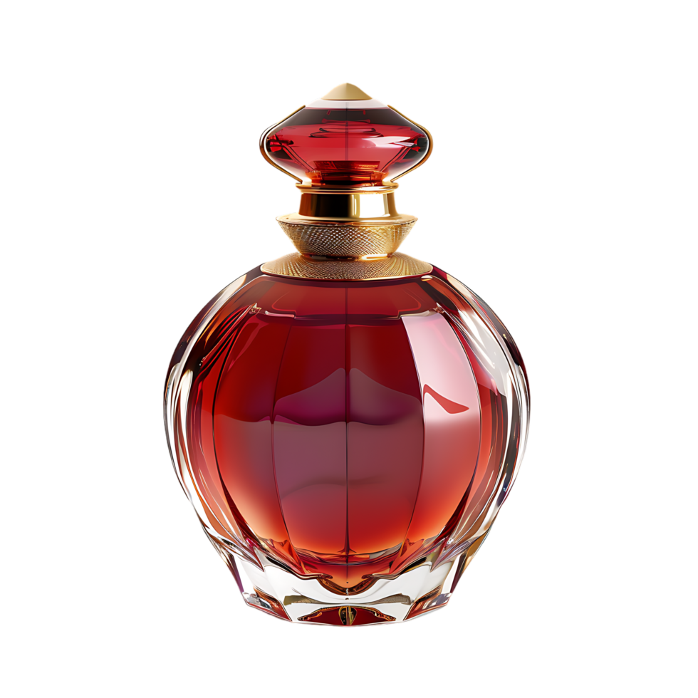A luxury perfume bottle isolated against a transparent background png