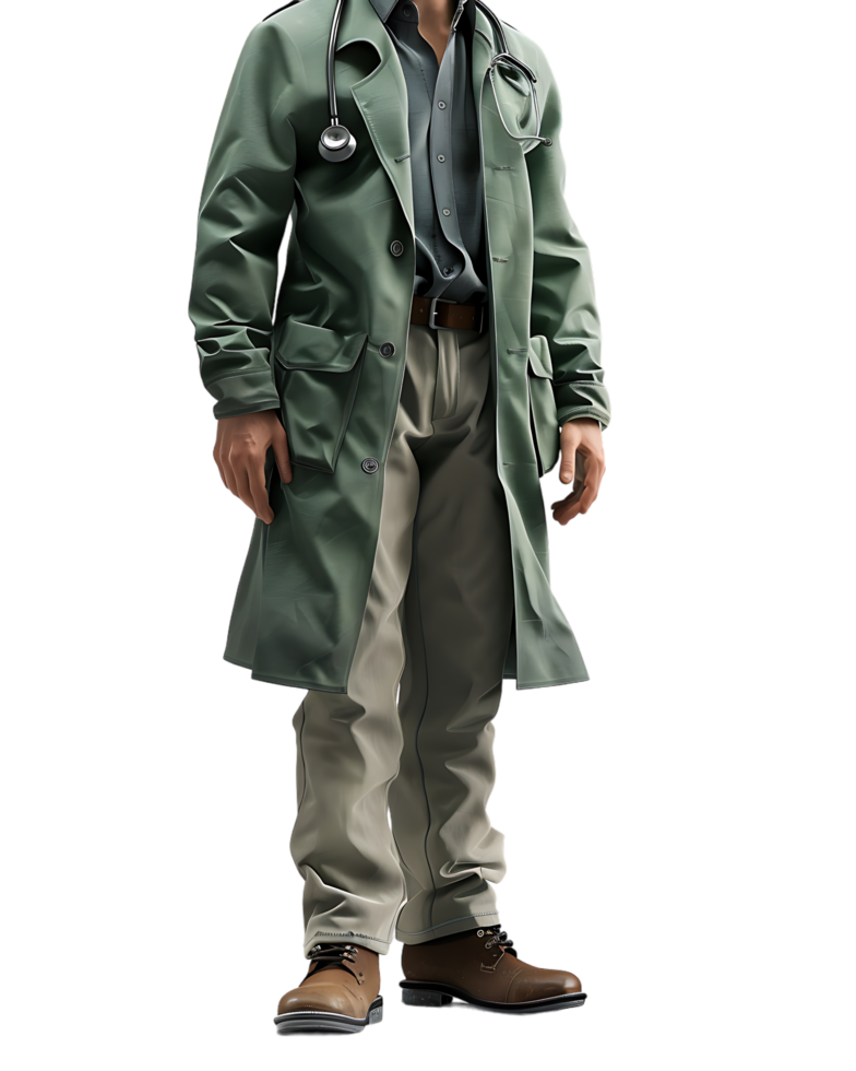 A physician stands alone high-resolution image capturing intricate details png