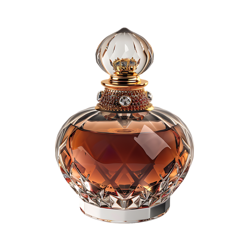 A luxury perfume bottle isolated against a transparent background png