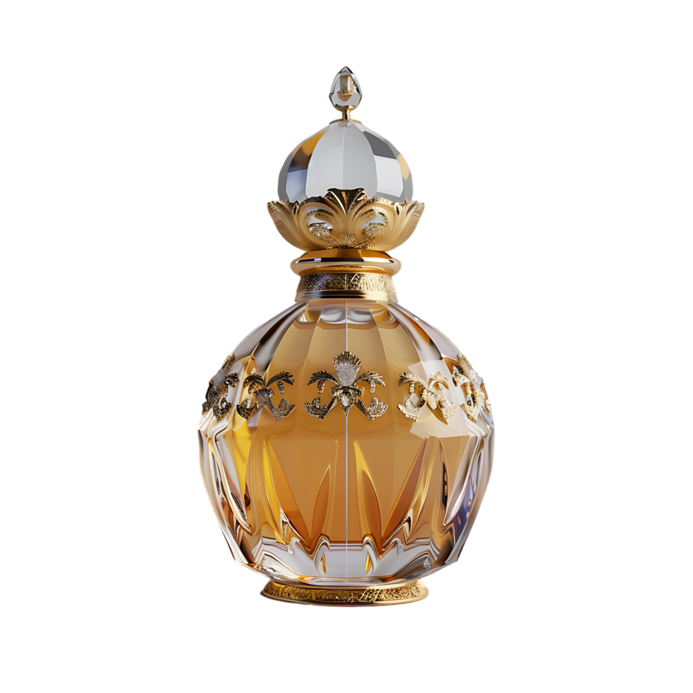 A luxury perfume bottle isolated against a transparent background png