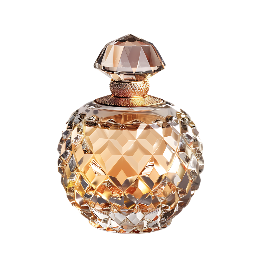 A luxury perfume bottle isolated against a transparent background png