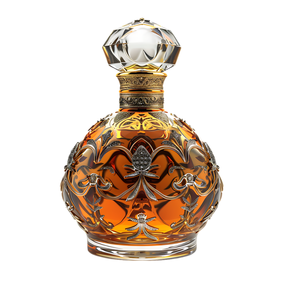 A luxury perfume bottle isolated against a transparent background png