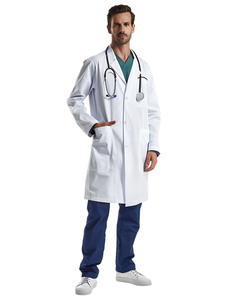 A physician stands alone high-resolution image capturing intricate details png
