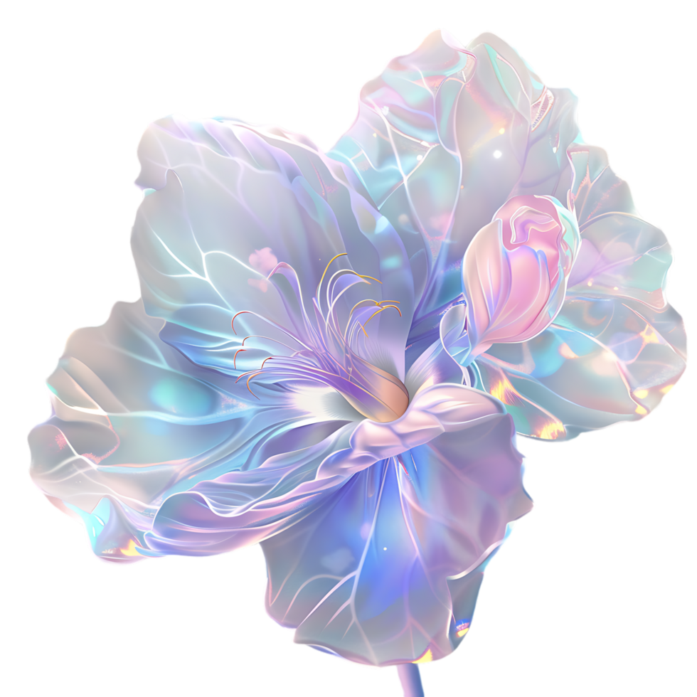 A picture displaying a shimmering blossom showcasing its iridescent petals png