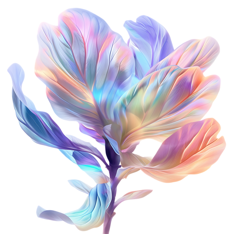 A picture displaying a shimmering blossom showcasing its iridescent petals png