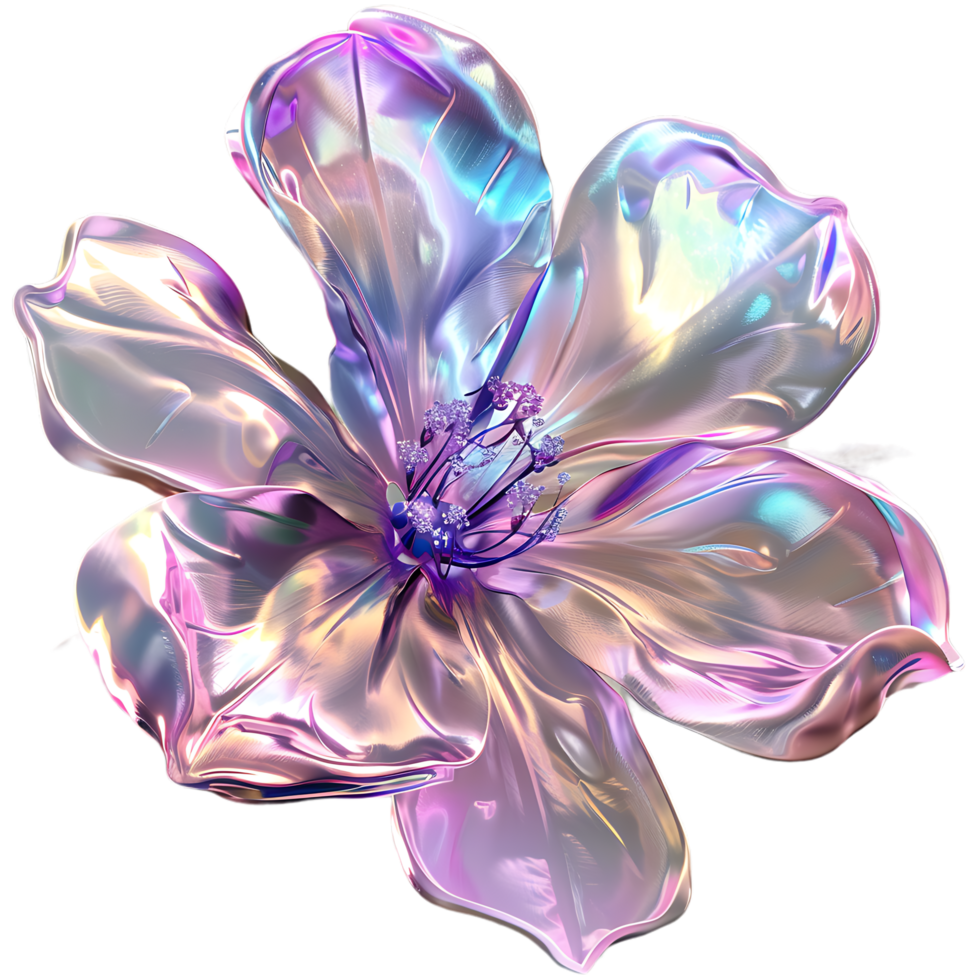 A picture displaying a shimmering blossom showcasing its iridescent petals png