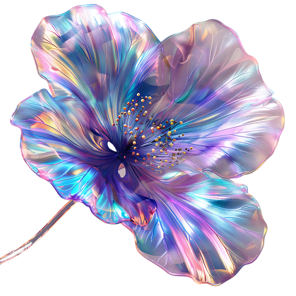 A picture displaying a shimmering blossom showcasing its iridescent petals png