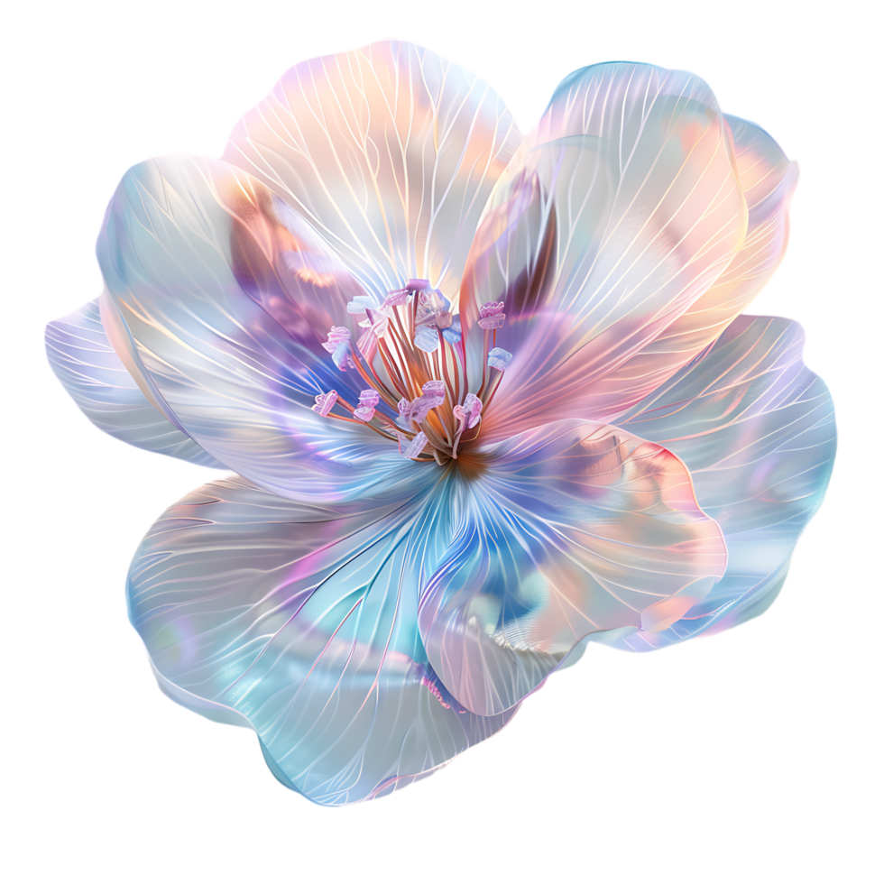 uma cenário exibindo uma cintilante Flor exibindo Está iridescente pétalas png