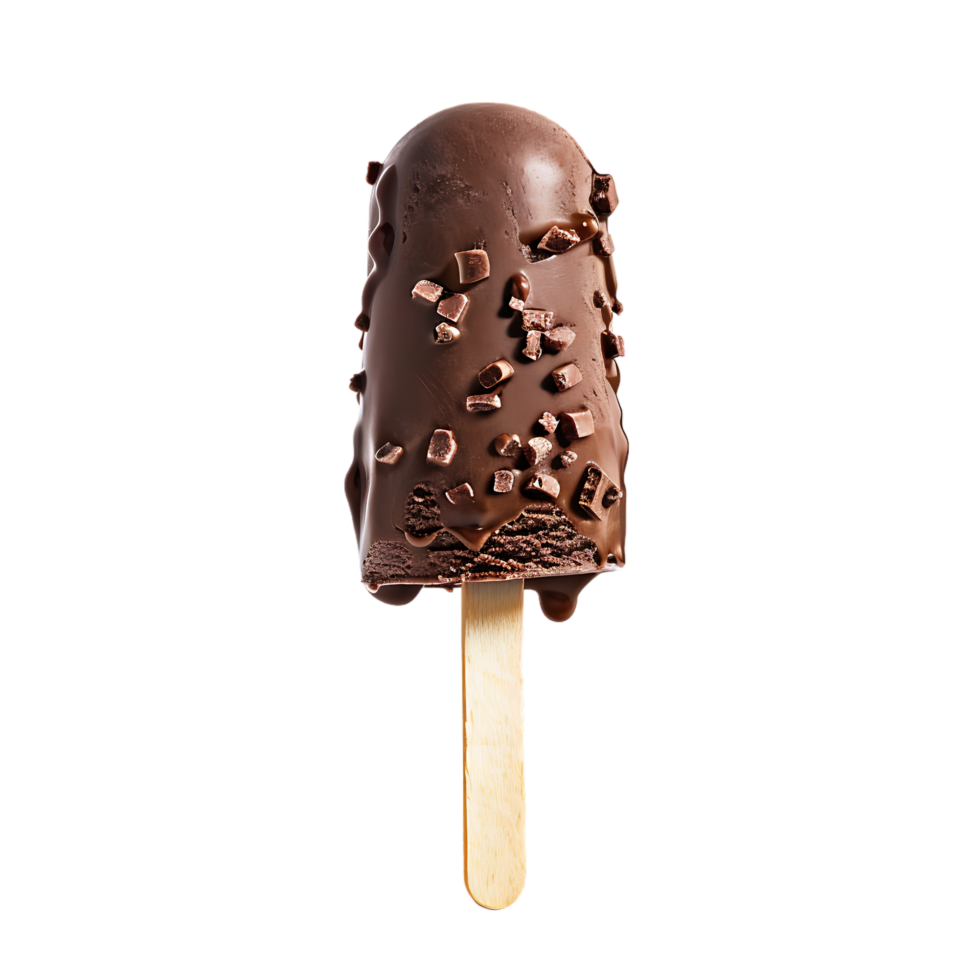 A chilly chocolate stick cone ice cream stands alone, isolated from its surroundings png