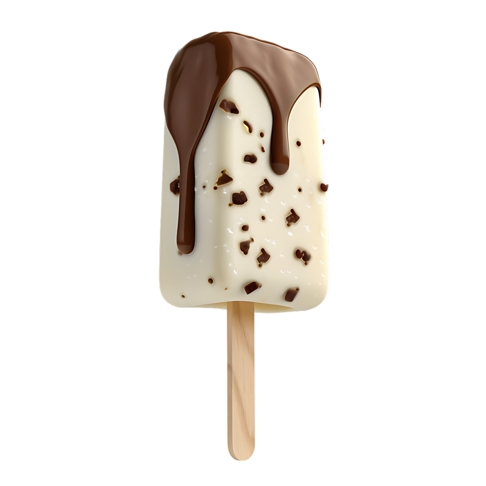 A chilly chocolate stick cone ice cream stands alone, isolated from its surroundings png