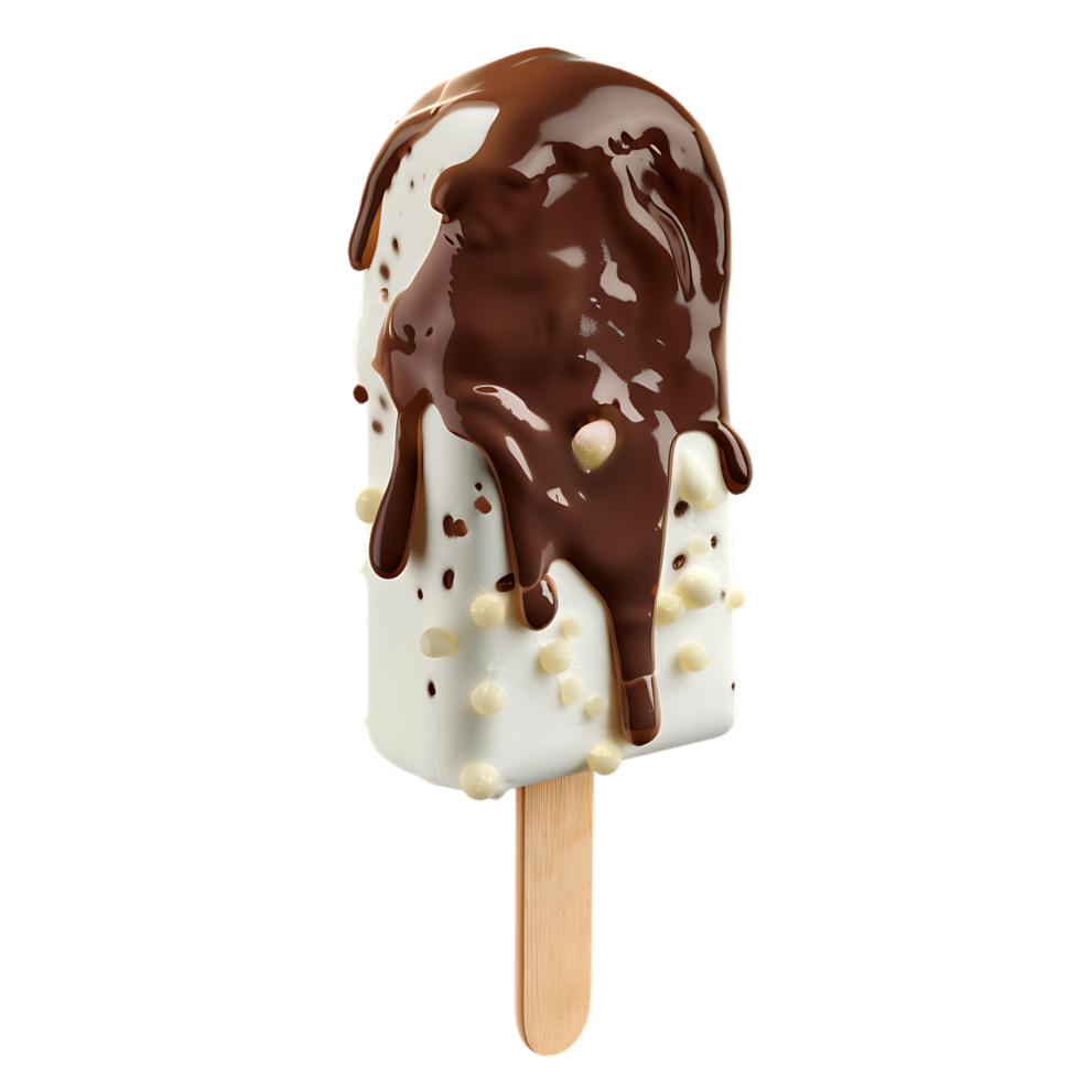 A chilly chocolate stick cone ice cream stands alone, isolated from its surroundings png