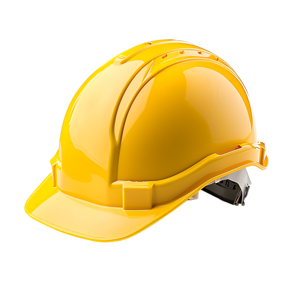 A transparent background features a standalone yellow hard hat png