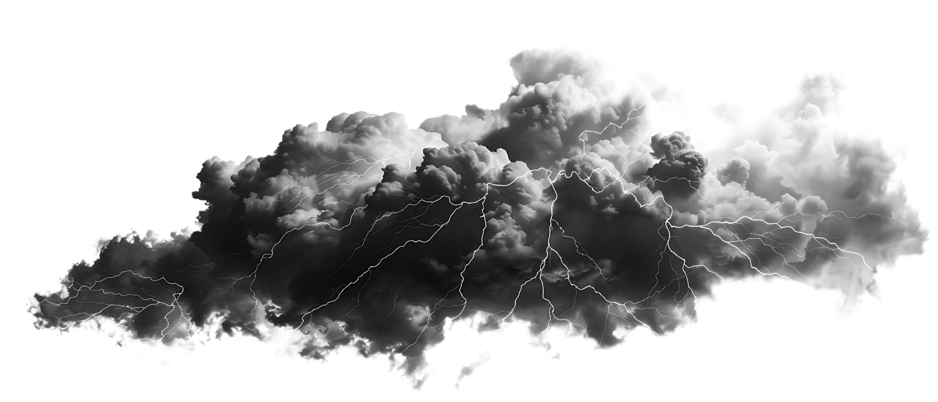 A picture of black storm clouds with intense lightning and smoke available in high resolution png