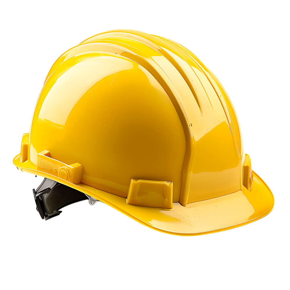 A transparent background features a standalone yellow hard hat png