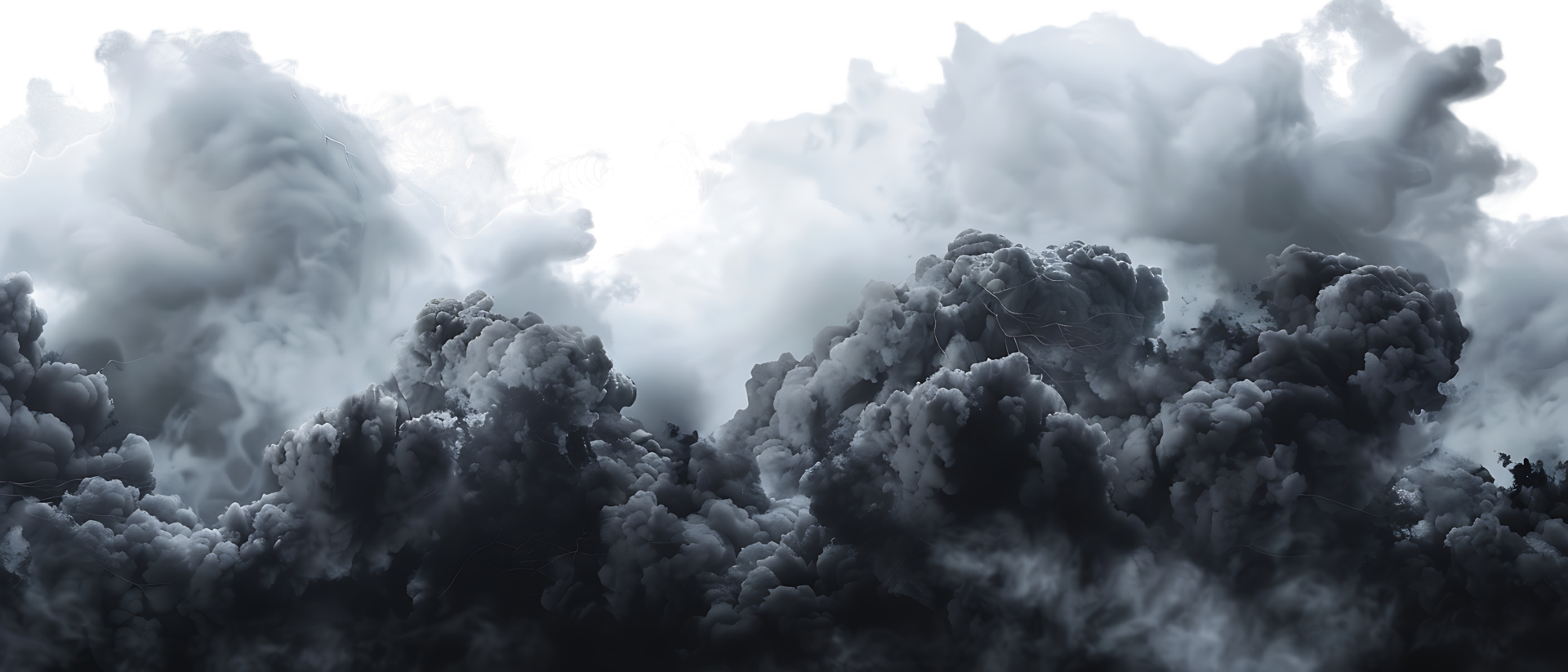 A picture of black storm clouds with intense lightning and smoke available in high resolution png