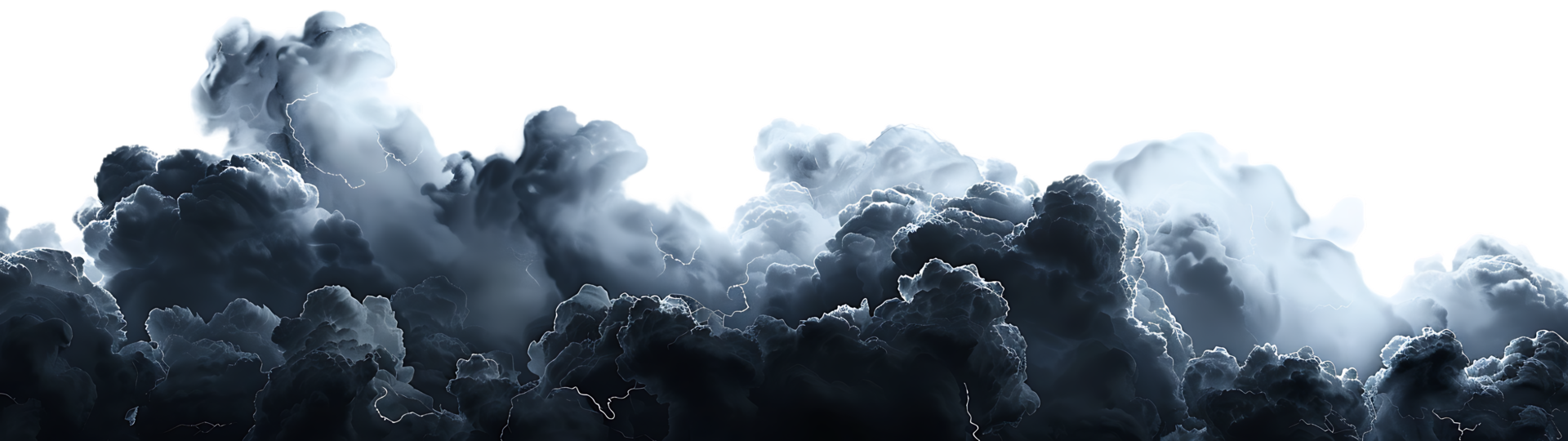 A picture of black storm clouds with intense lightning and smoke available in high resolution png