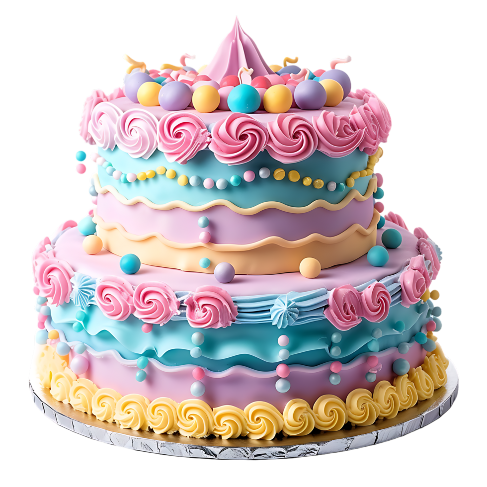 An adorable fondant birthday cake beautifully decorated png