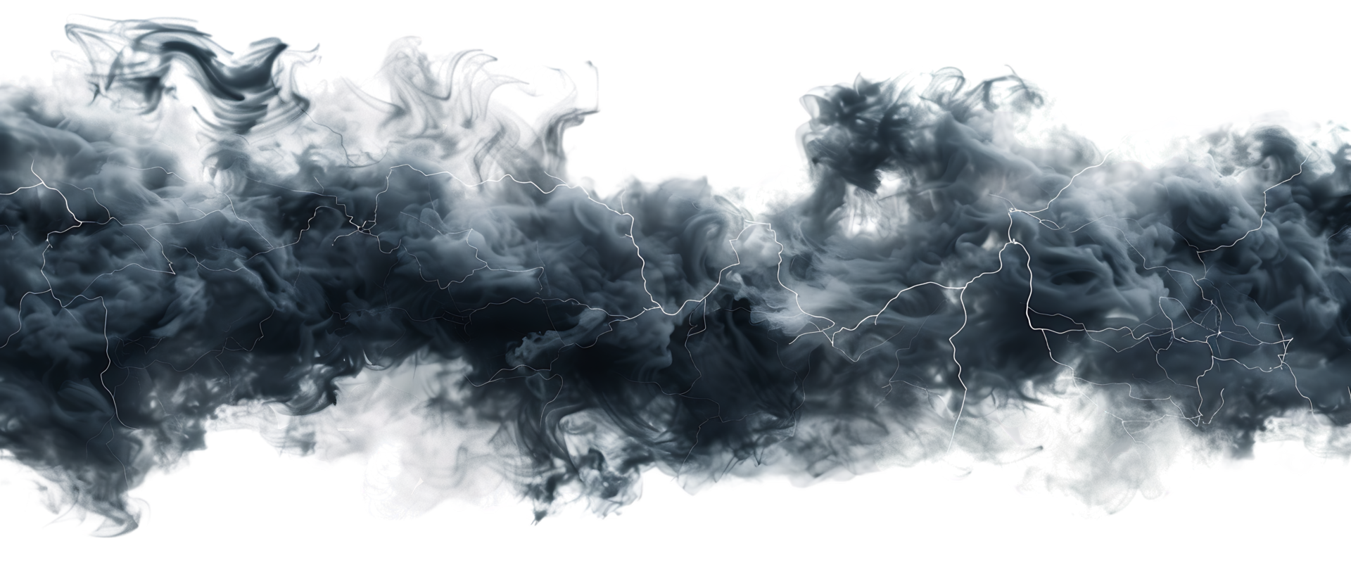 A picture of black storm clouds with intense lightning and smoke available in high resolution png