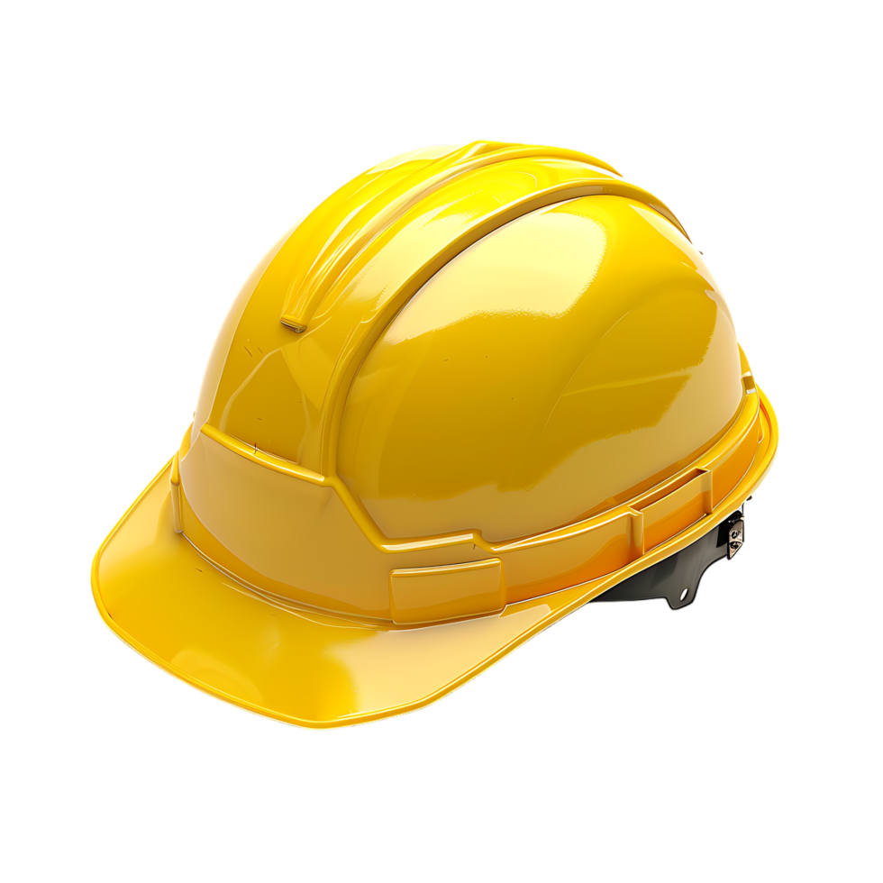 A transparent background features a standalone yellow hard hat png