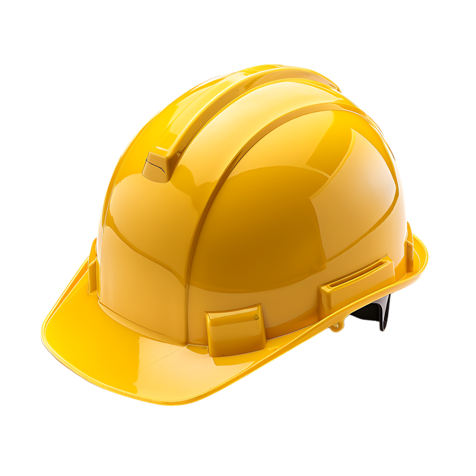 A transparent background features a standalone yellow hard hat png