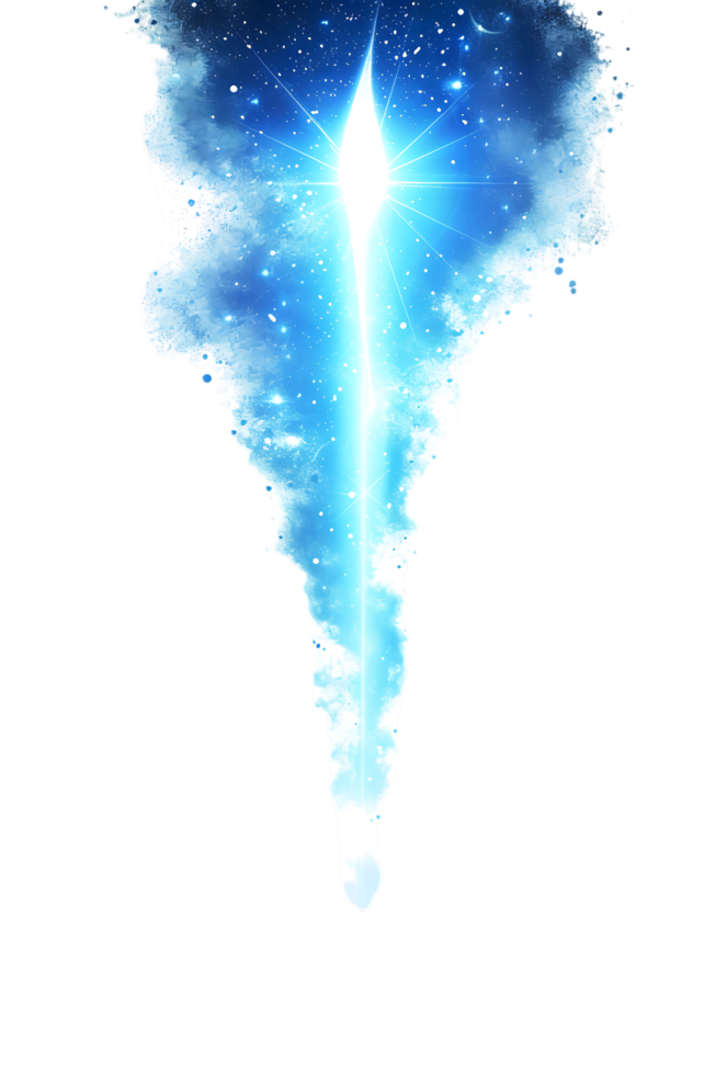 An image presenting a blue flare cut out isolated in high resolution png