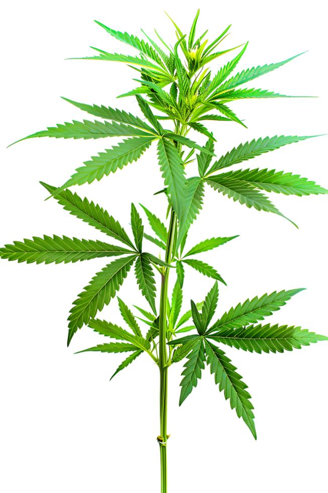 A solitary cannabis plant represents nature's complexity and cultural significance png