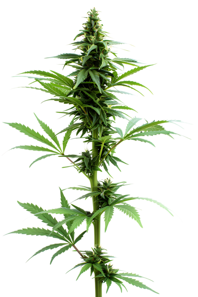 A solitary cannabis plant represents nature's complexity and cultural significance png