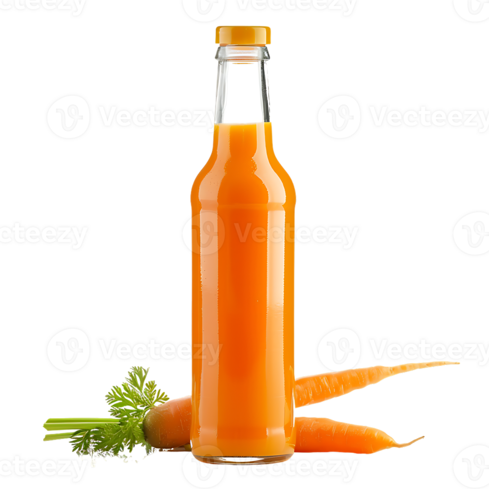 Bottle of carrot juice isolated on a transparent background png
