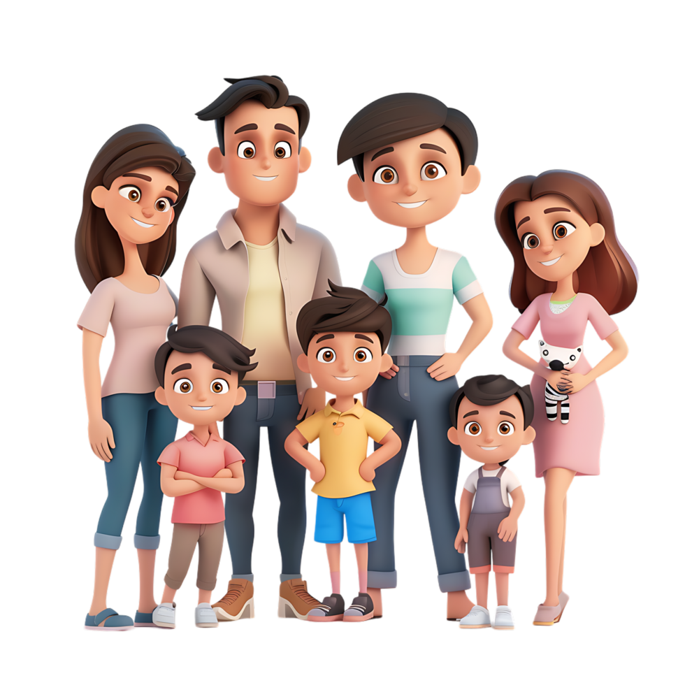 Cute family with children avatar character png