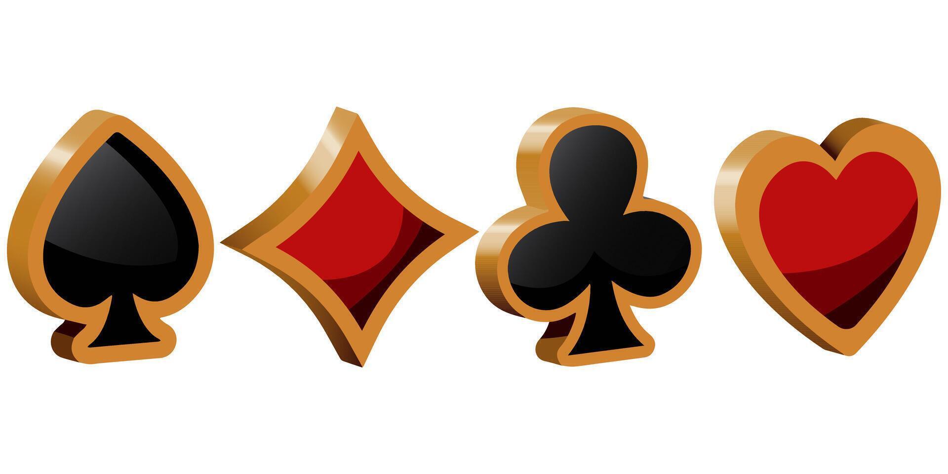 Poker playing cards symbols - Spades Hearts Diamonds and Clubs icons. Illustration EPS10 vector