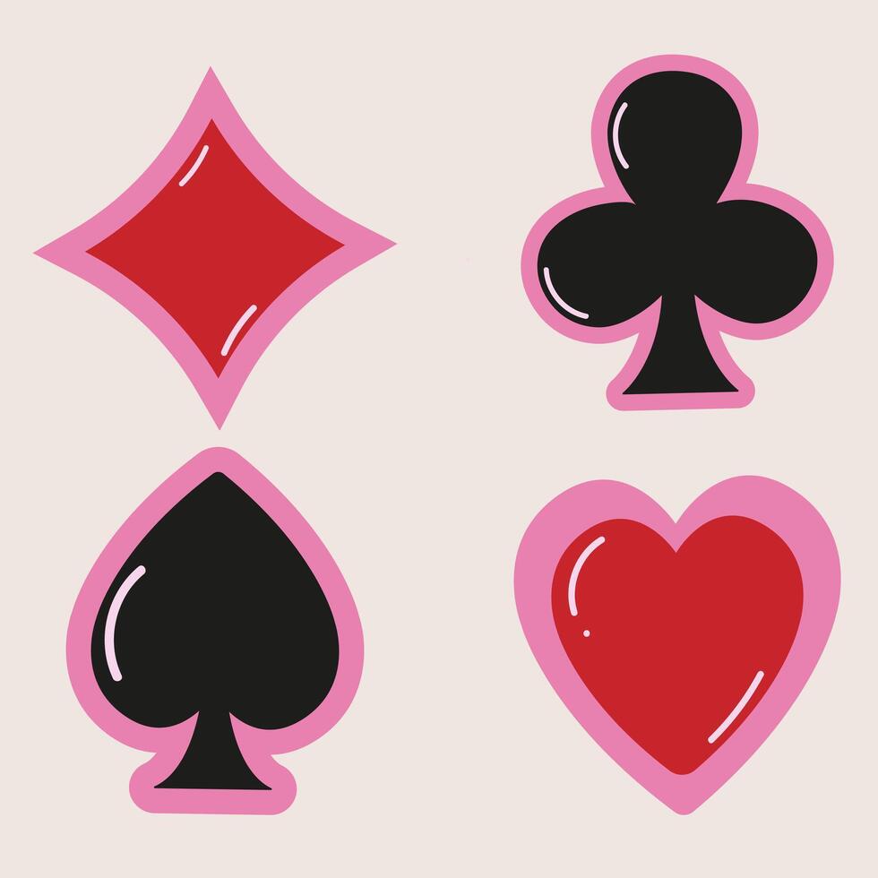 Poker playing cards symbols - Spades Hearts Diamonds and Clubs icons. EPS10 vector