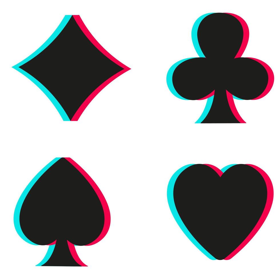 Poker playing cards symbols - Spades Hearts Diamonds and Clubs icons. Illustration EPS10 vector