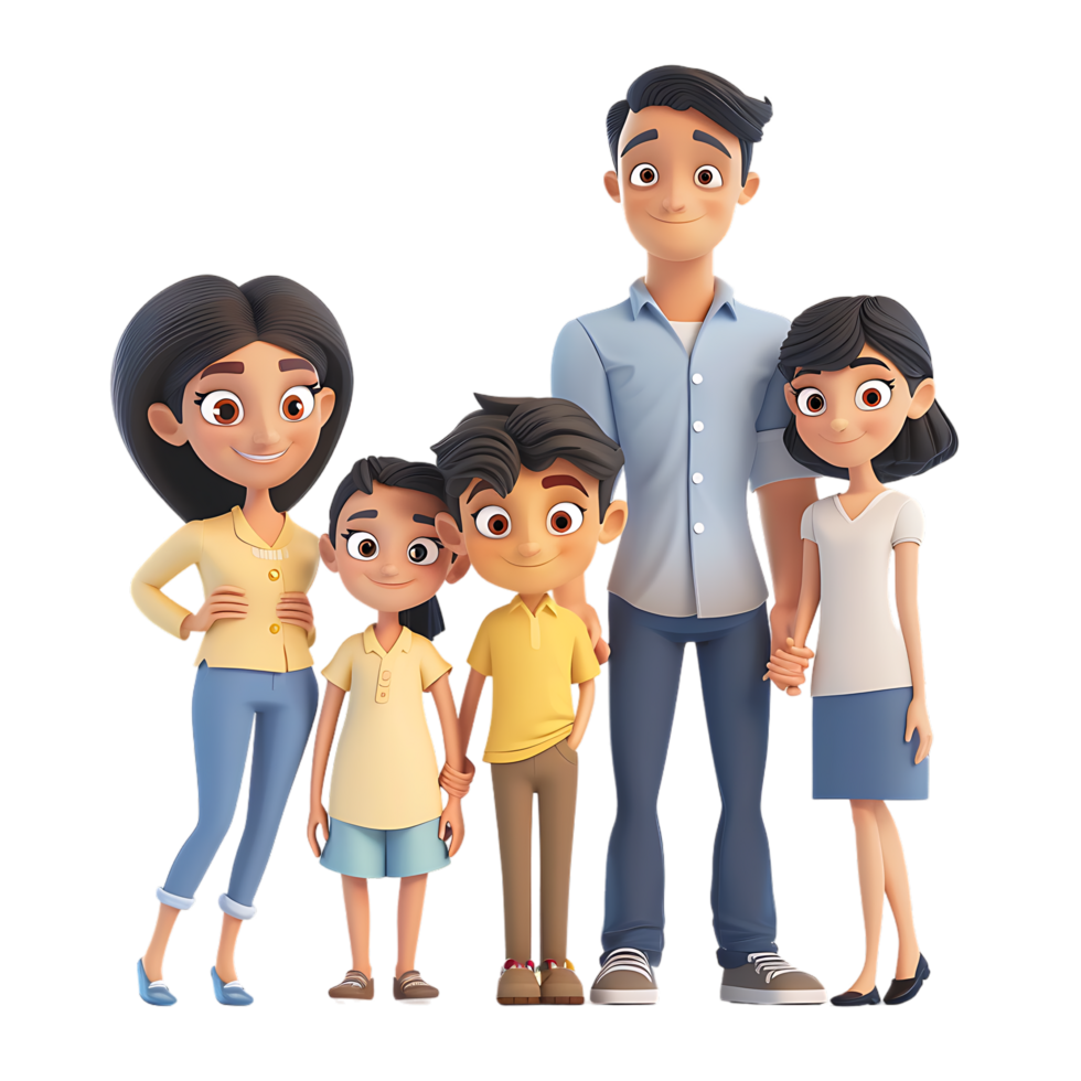 Cute family with children avatar character png