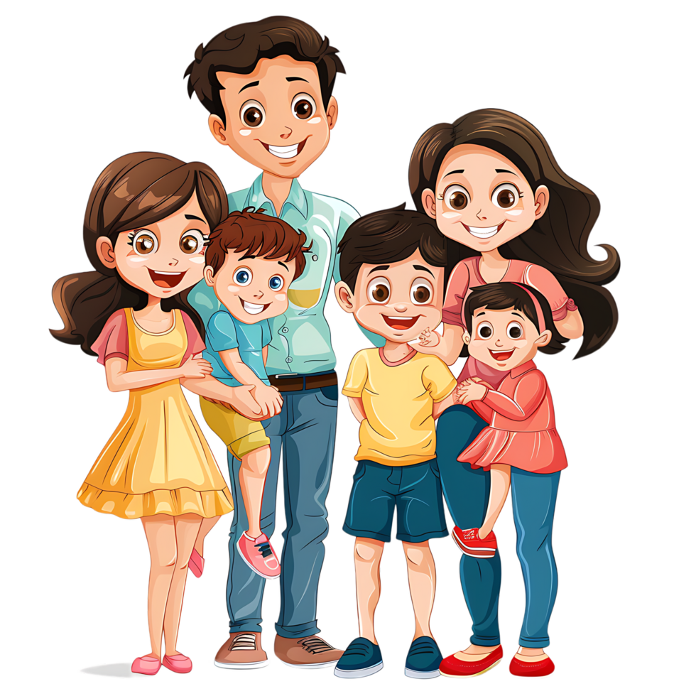 Cute family with children avatar character png