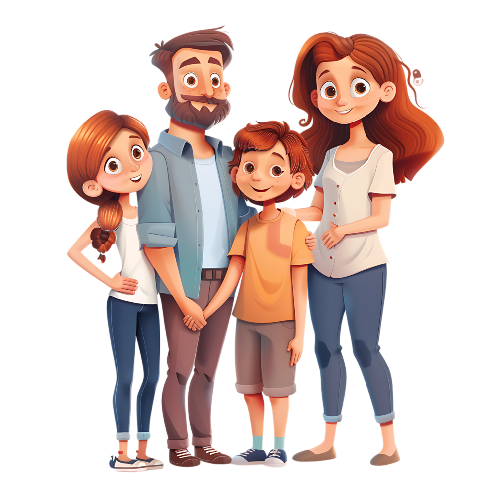 Cute family with children avatar character png