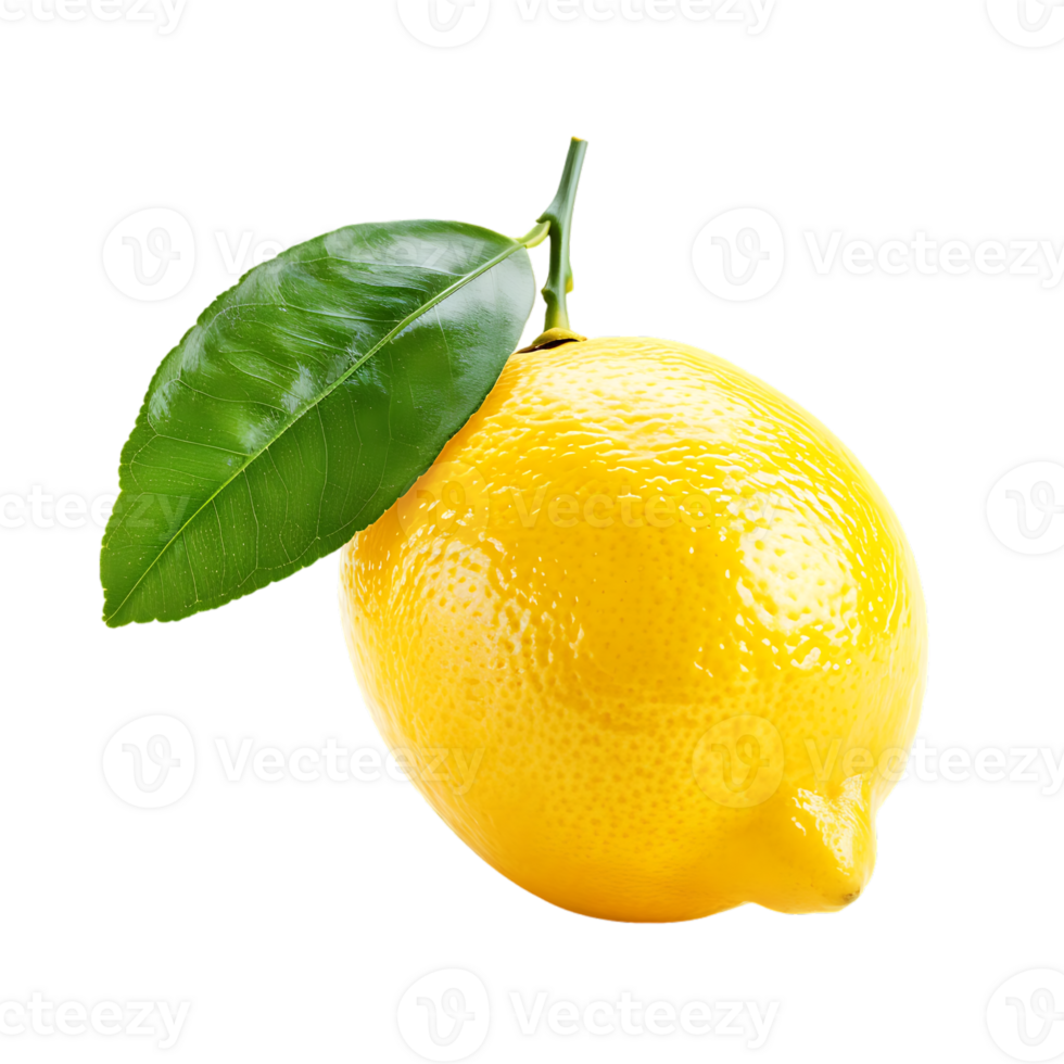 naturlig citron- frukt med grön blad isolerat png