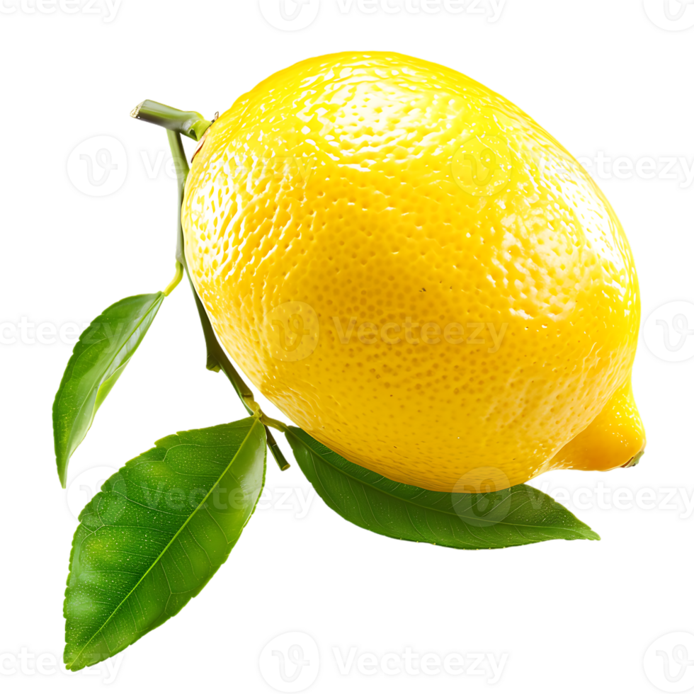 naturlig citron- frukt med grön blad isolerat png